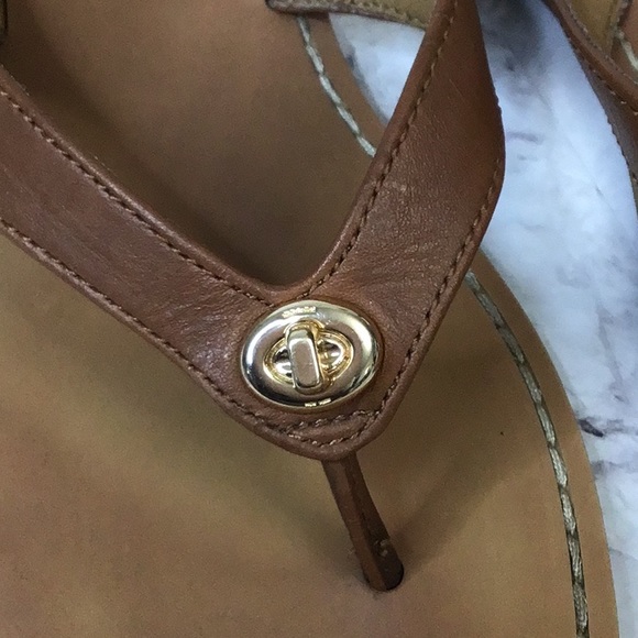 COACH Brown Leather slippers flip flops - Picture 8 of 9